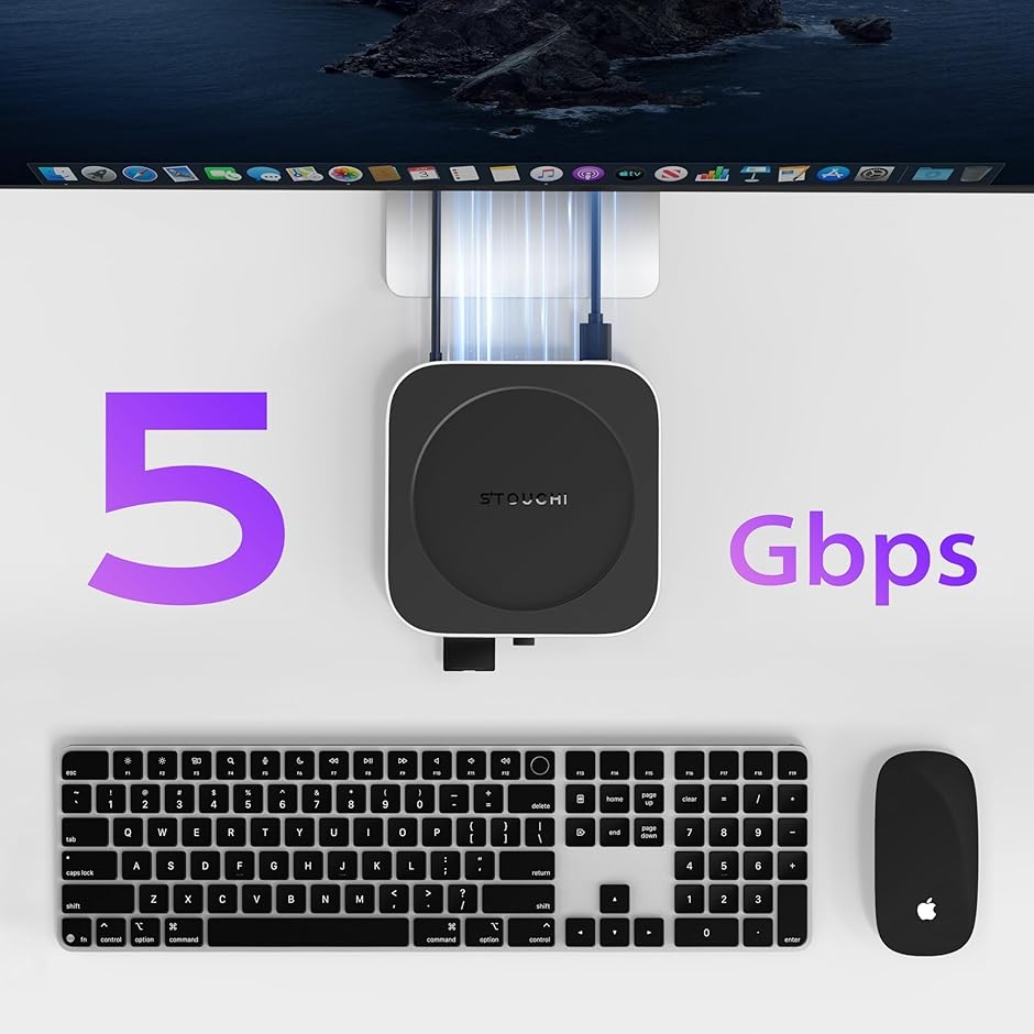 Mac Mini M4 ドッキングステーション USB-Cハブ 6-in-1 NVMe SSD対応