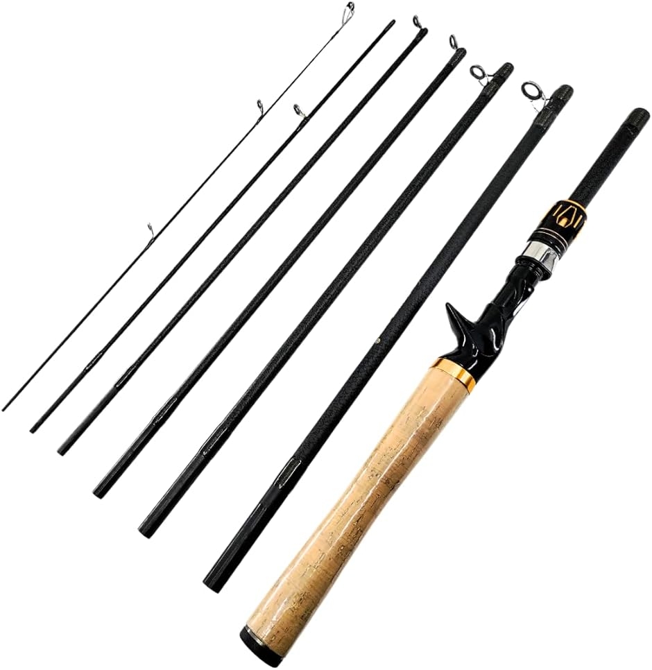 8.8ft MLルアーロッド 7ピース 適合wt4〜25g パックロッド チニング (ブラック,  ベイト， 2.7m)