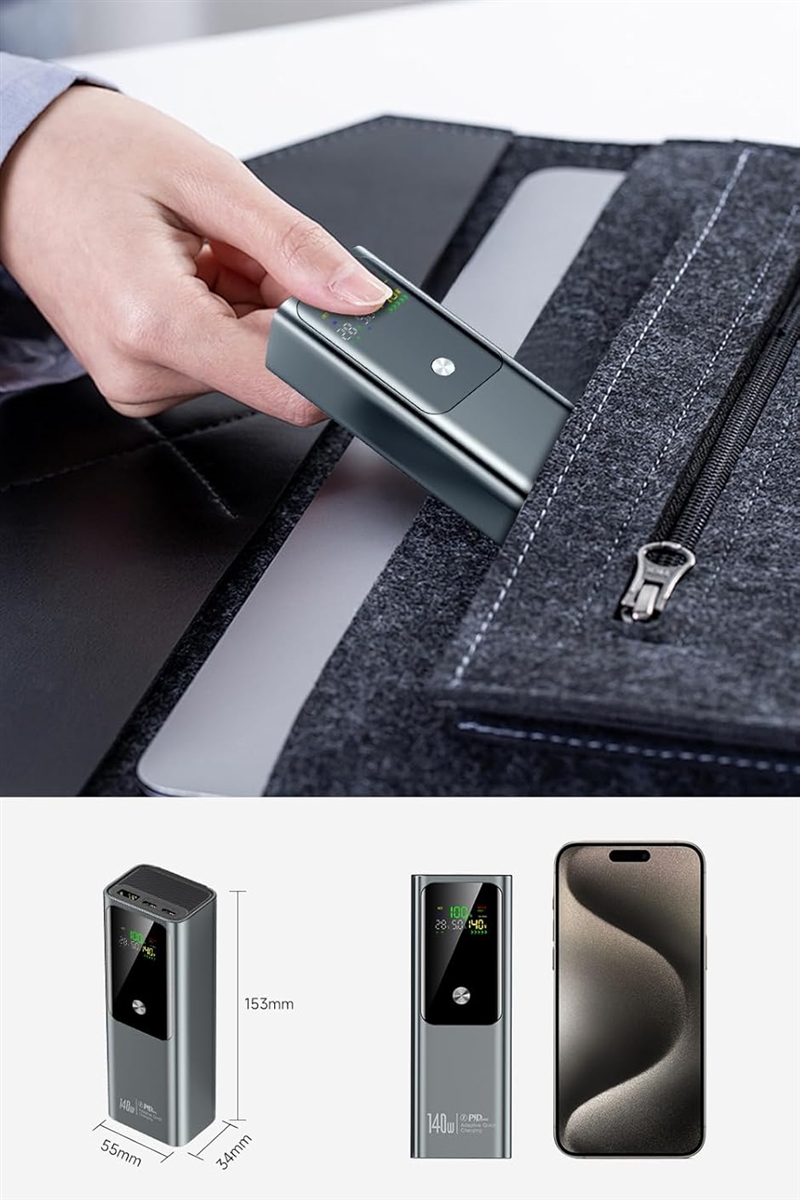 モバイルバッテリー 140W高出力 27000mAh大容量 PD3.1対応 3台同時