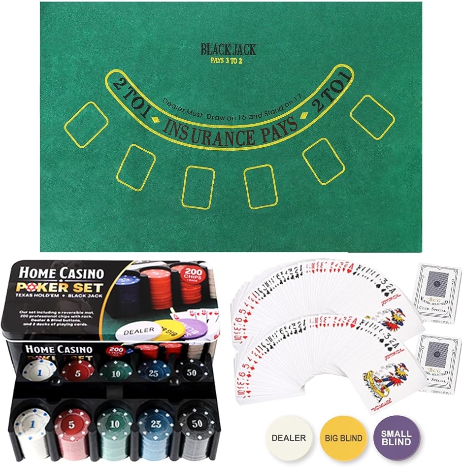 トラビット ポーカー フルセット カジノ チップ 200枚 プレイマット 
