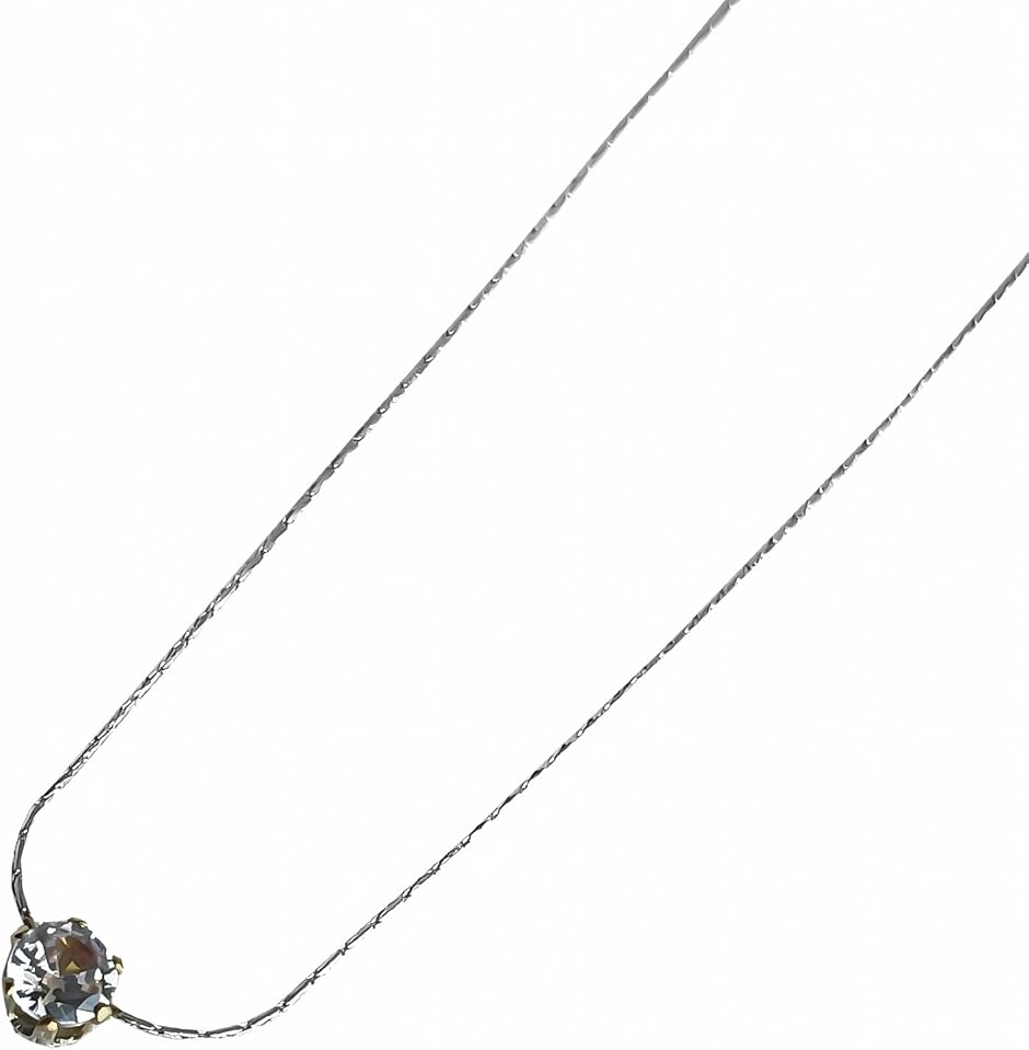 ネックレス 一粒 ジルコニア ペンダント K18コーティング シンプル チェーン ジュエリー レディース (シルバー, フリーサイズ)