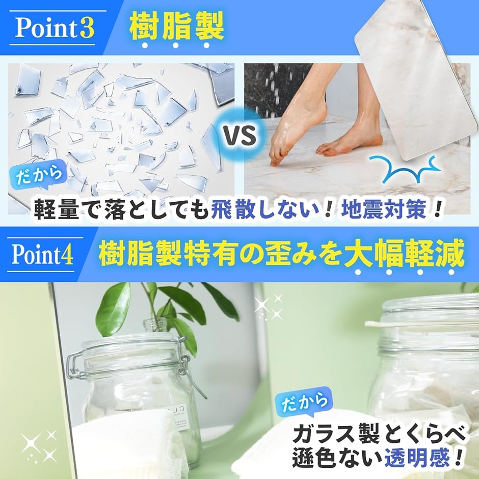 専門家監修/クリアな映像が魅力 浴室鏡 風呂 お風呂 お風呂鏡 くもらない 歪まない マグネット ミラー(A3x2枚,  M，L) | ブランド登録なし | 03