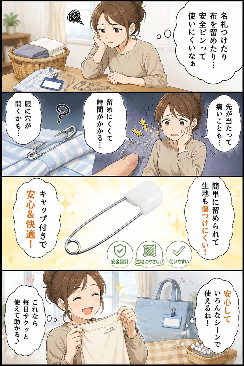 安全ピン ロックピン おしゃれ 家庭用 布団 固定 業務用 大きい 50個セット (大 54mm, 54mm-50個入ホワイト) 関連画像3