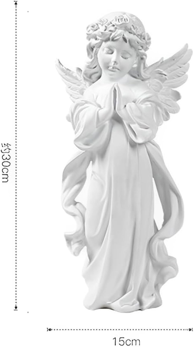 天使の樹脂彫刻 約15cm ホワイト