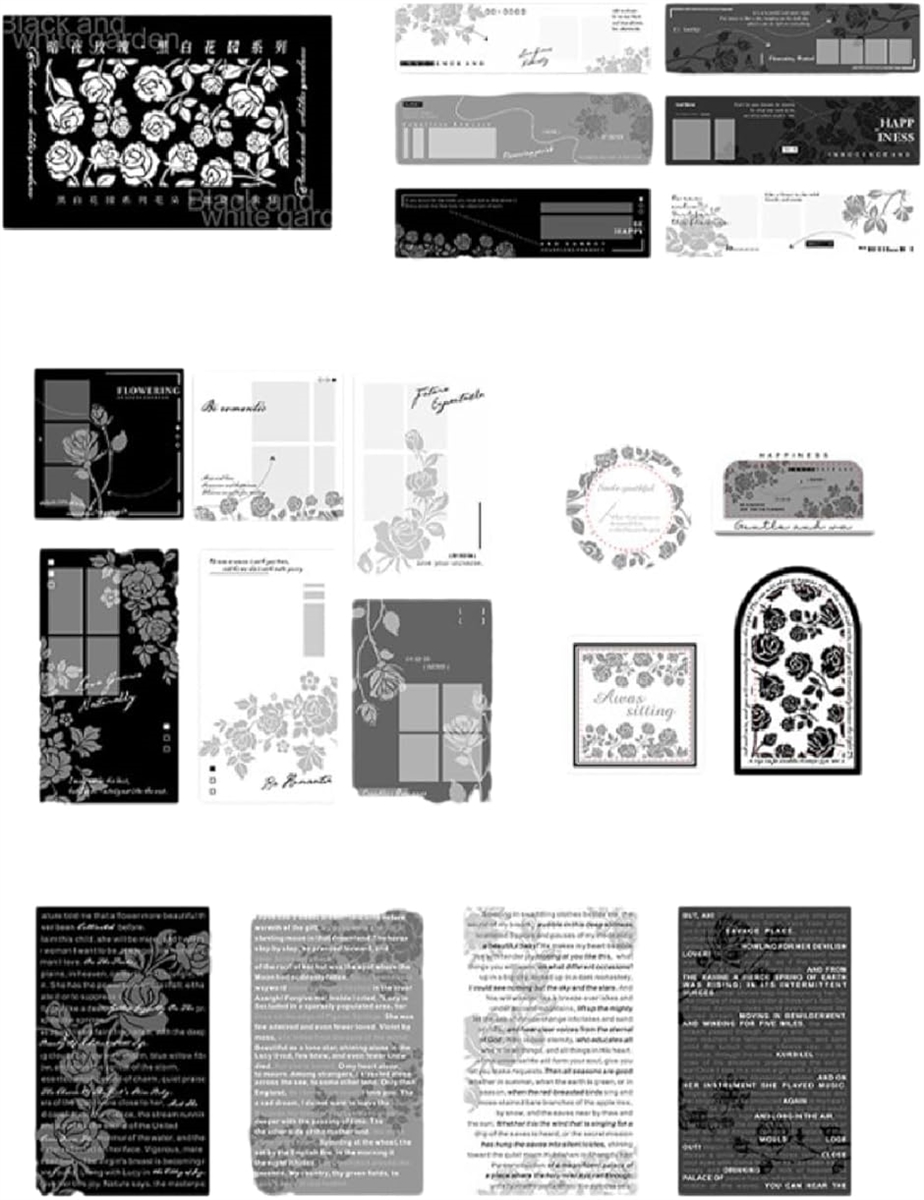 おしゃれで可愛い コラージュ 素材 20種類 40枚セット モノクロ