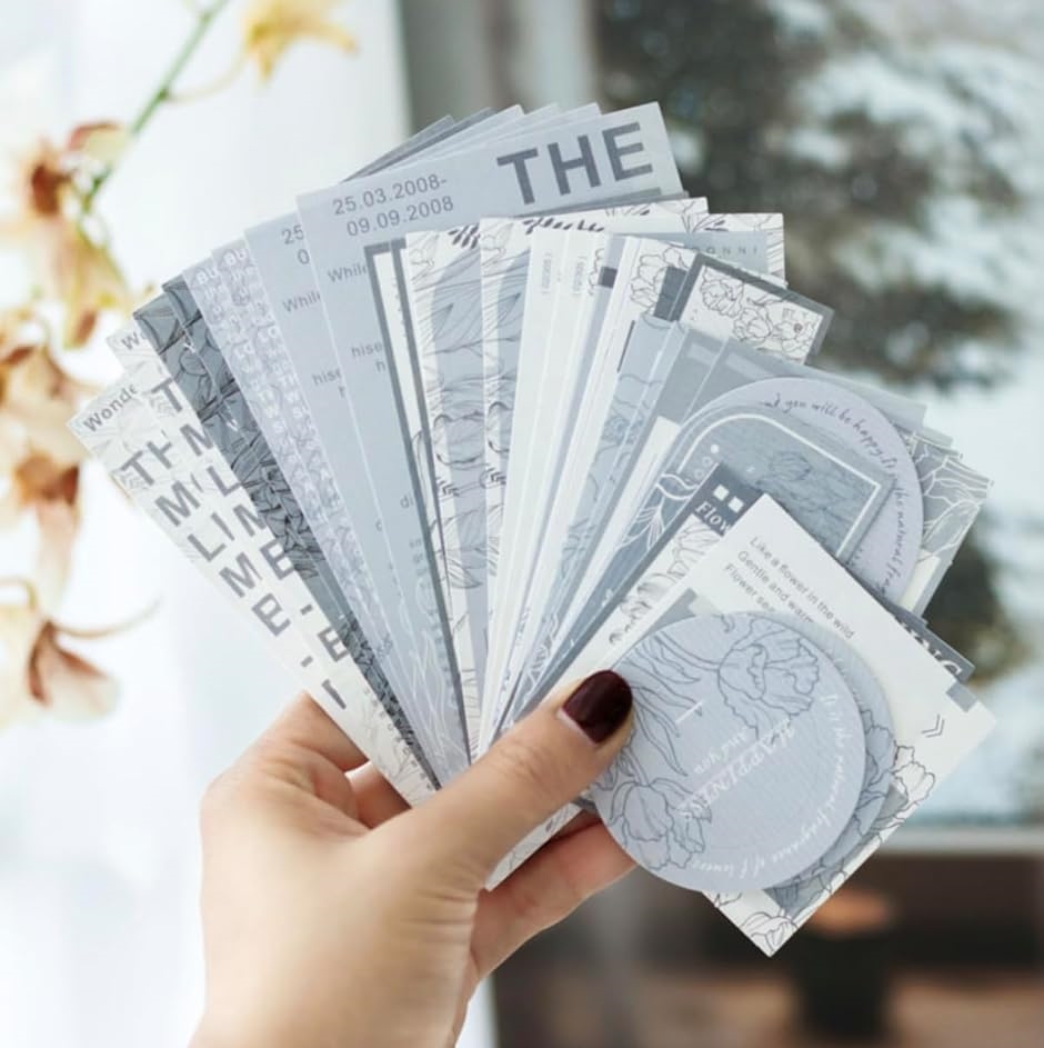 おしゃれで可愛い コラージュ 素材 20種類 40枚セット モノクロ