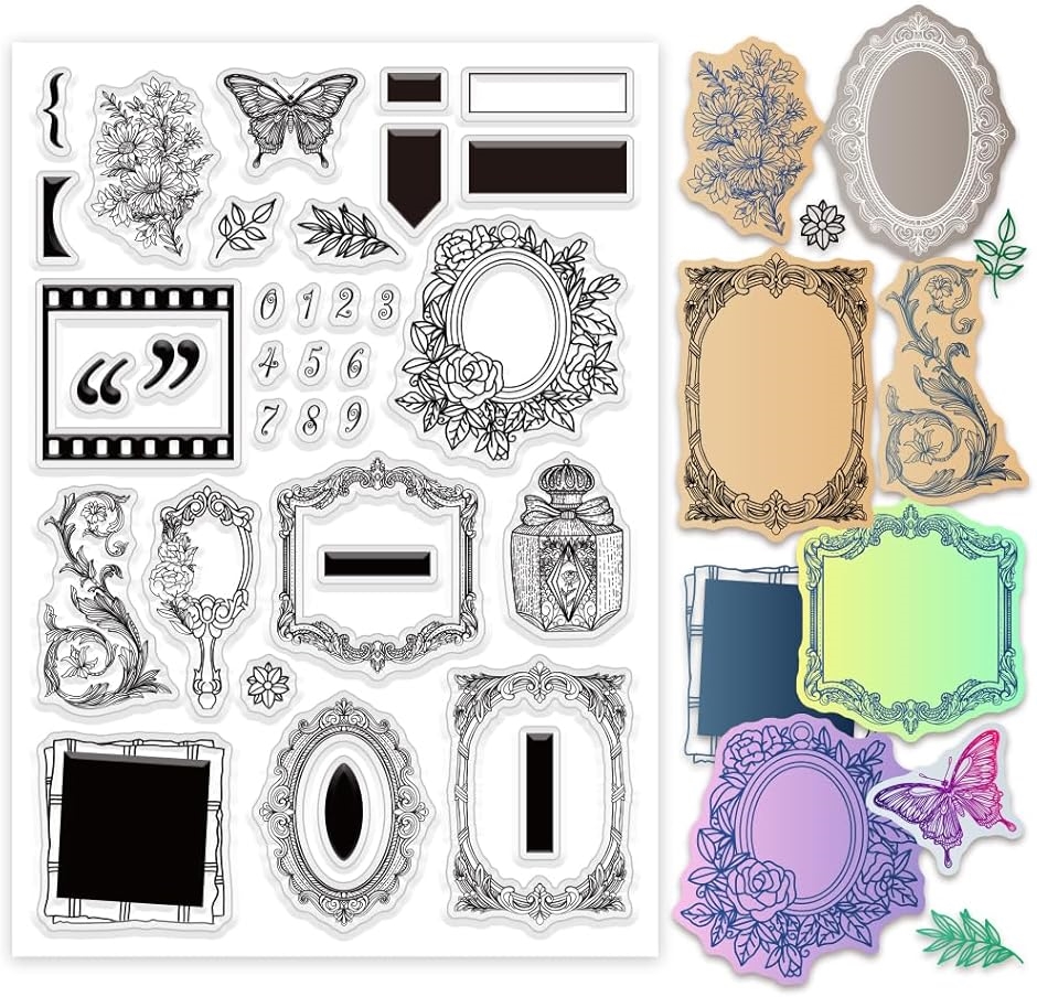 ヴィンテージ レトロ クリア スタンプ カード作成用 フィルム フレーム