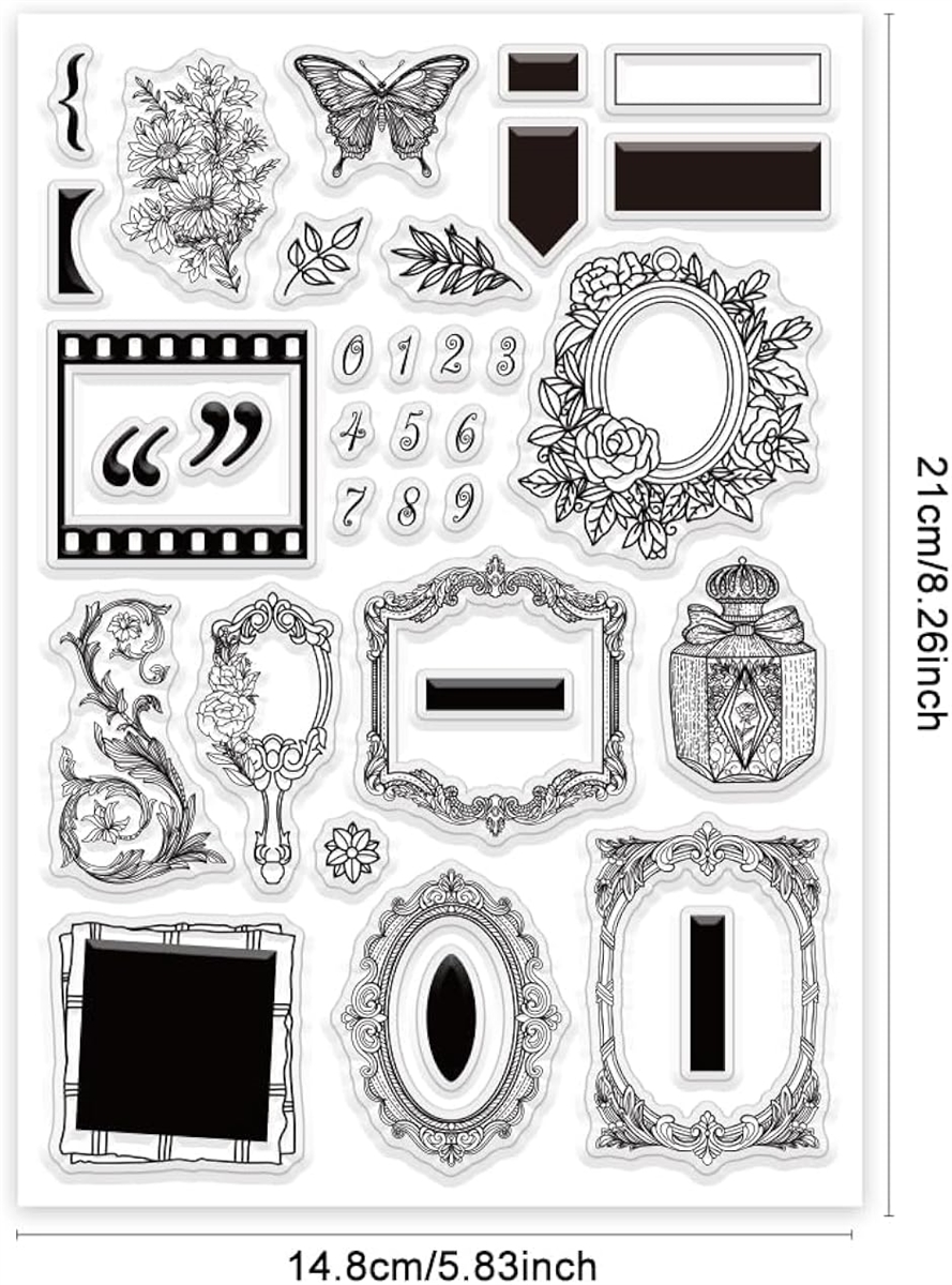ヴィンテージ レトロ クリア スタンプ カード作成用 フィルム フレーム
