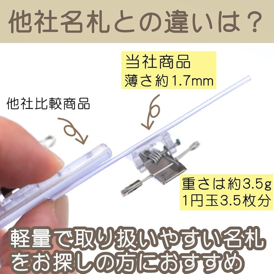 U型 名札 25個セット 安全ピン/クリップ両用 薄型軽量タイプ 小さい