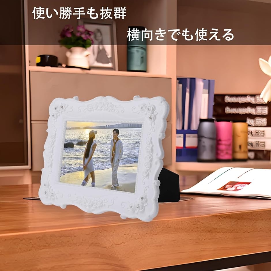 写真立て おしゃれ l判 白 プレゼント フォトフレーム 薔薇 ホワイト