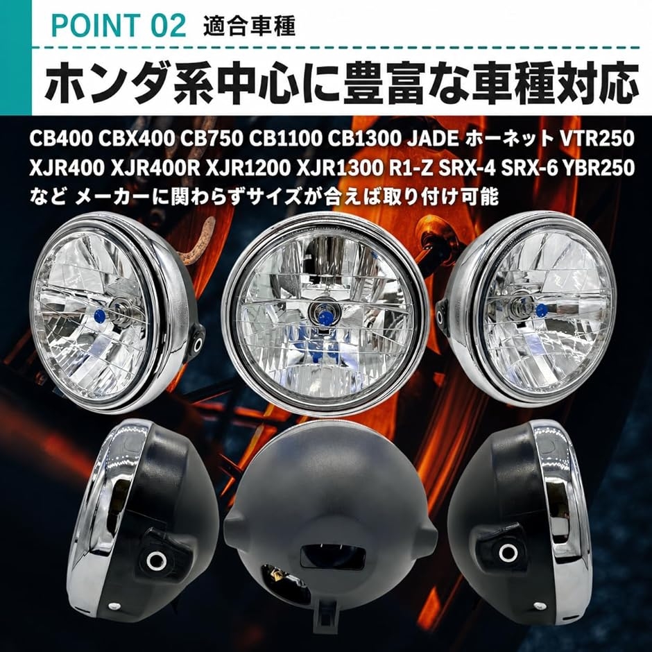 汎用 バイク ヘッドライト h4 ハロゲン マルチリフレクター CB 7インチ