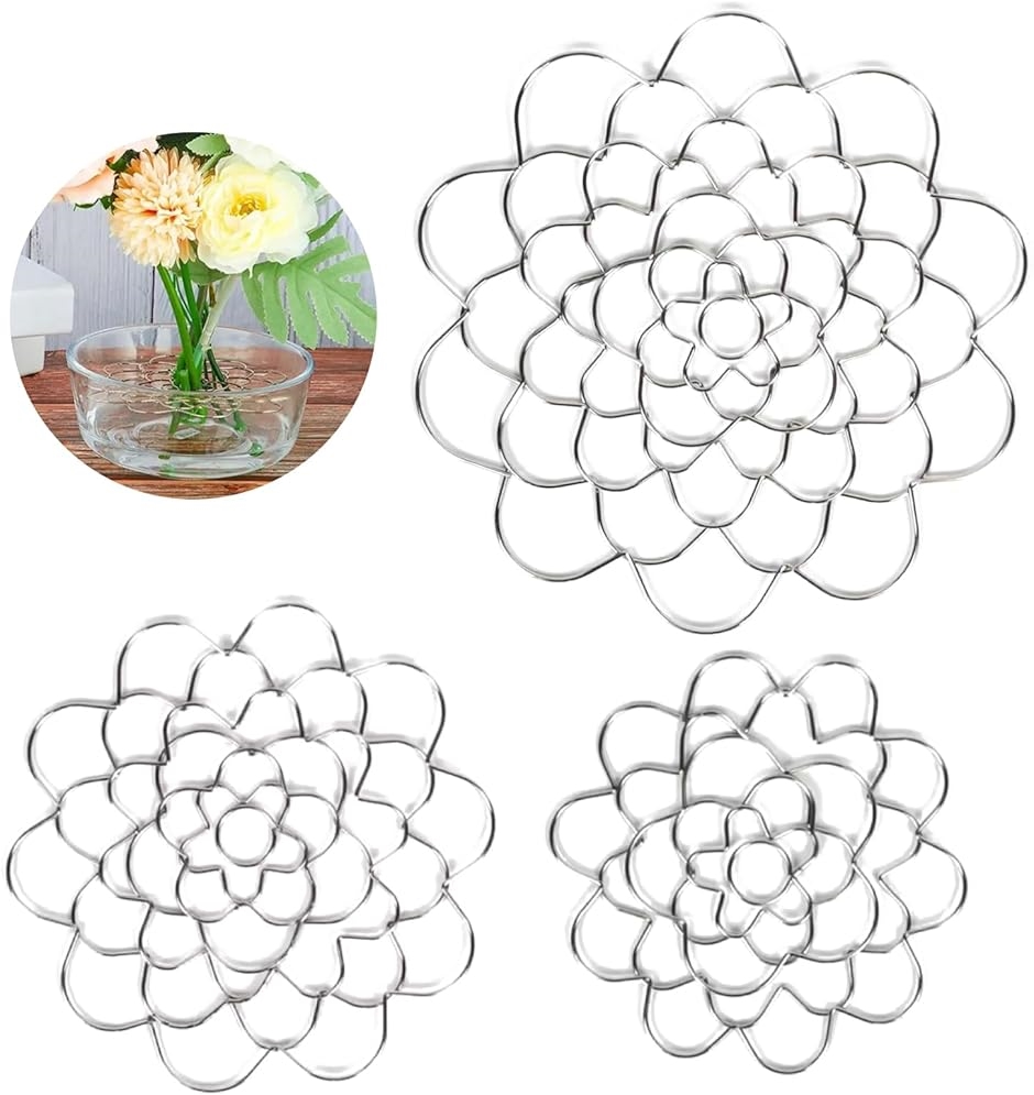 フラワーアレンジメント ホルダー ３種セット 花留め 花器 花瓶 フラワーベース(シルバー) | ブランド登録なし