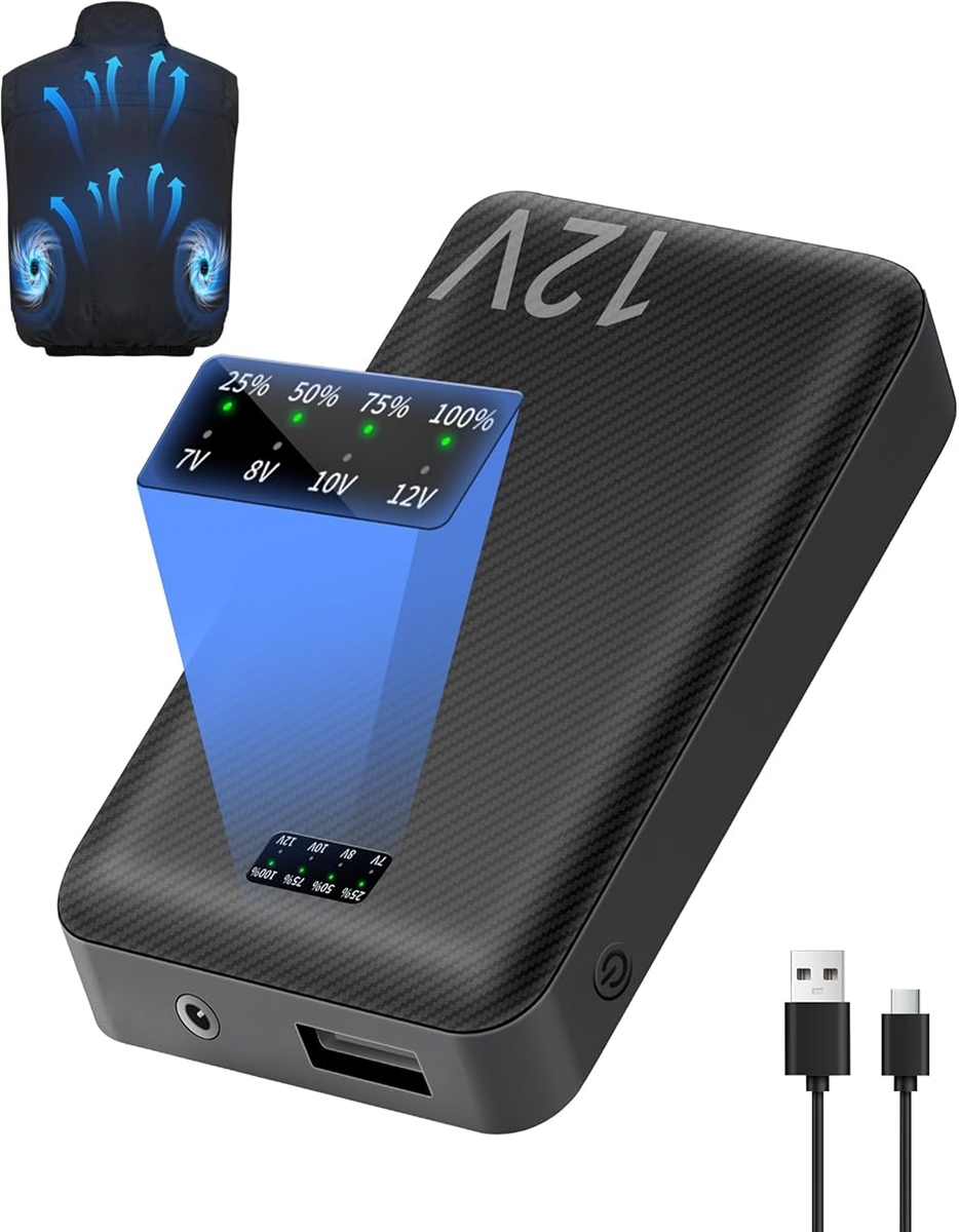 空調服 20000mAh 大容量バッテリー 最大14時間稼働 4段階風量調節 空調作業服 バッテリー 20000mAh 大容量 4段階風速調節 LED
