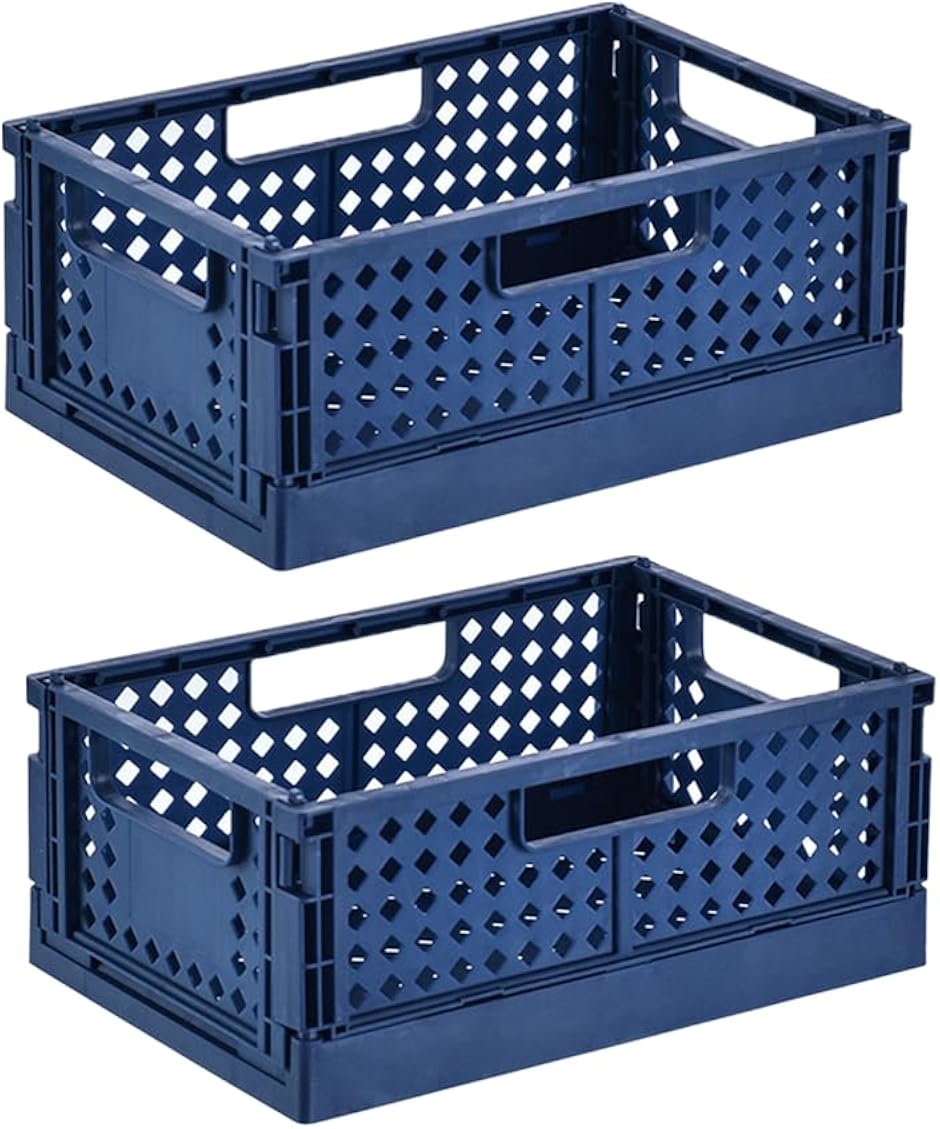 青いプラスチック収納ボックス 折りたたみコンテナ　オリコン　12個セット 折り畳みコンテナ ボックス 収納ボックス オリコン 組み立て簡単