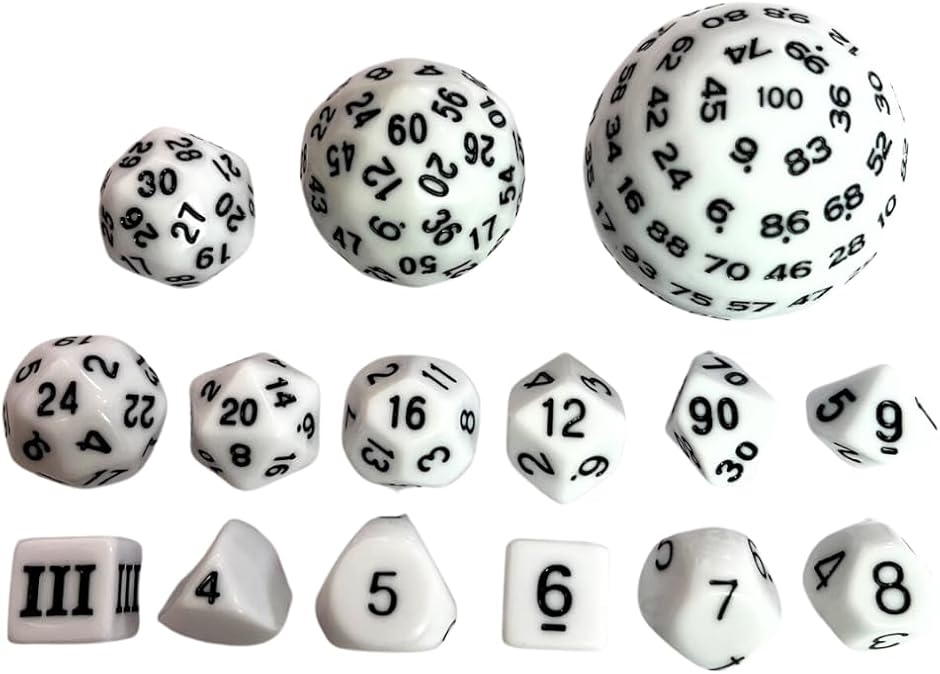 100面ダイス 百面ダイス 多面体サイコロセット 15個入り(ホワイト