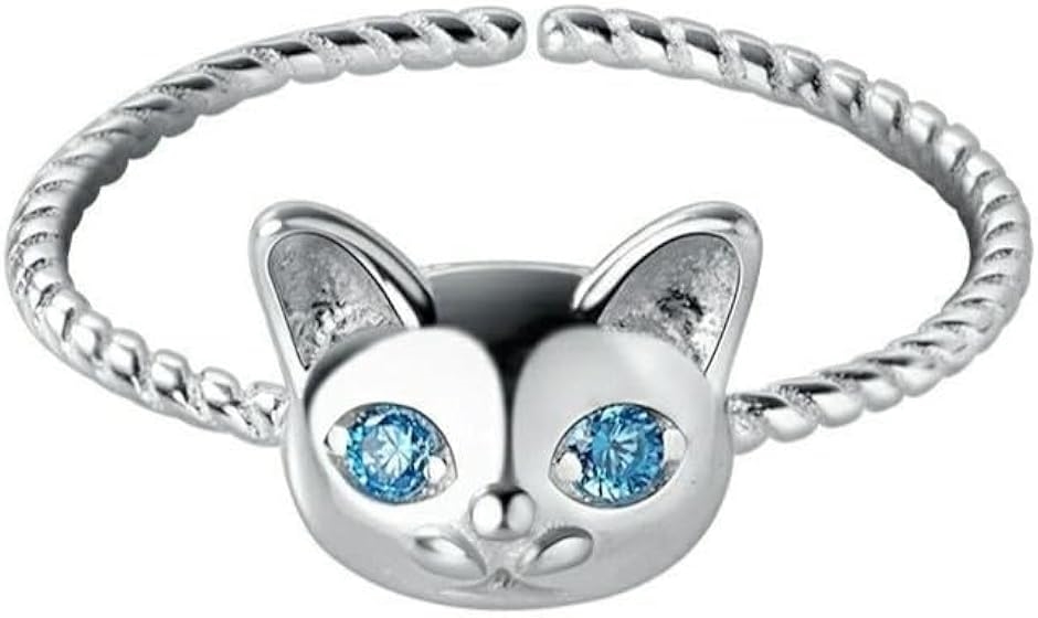 Yahoo! Yahoo!ショッピング(ヤフー ショッピング)ネコ 猫リング 指輪 かわいい ワンポイント 動物アクセサリー ペット グッズ 人気アクセサリー 調整可能 フリーサイズ（シルバー）