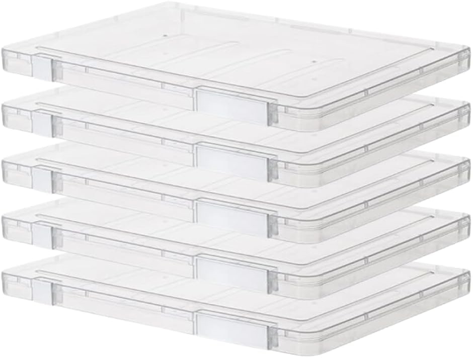 書類整理 クリアケース A4 ファイルケース 書類ケース 持ち運び 重ね置き可 防湿 防塵 防汚 保管(透明,  L・5個)