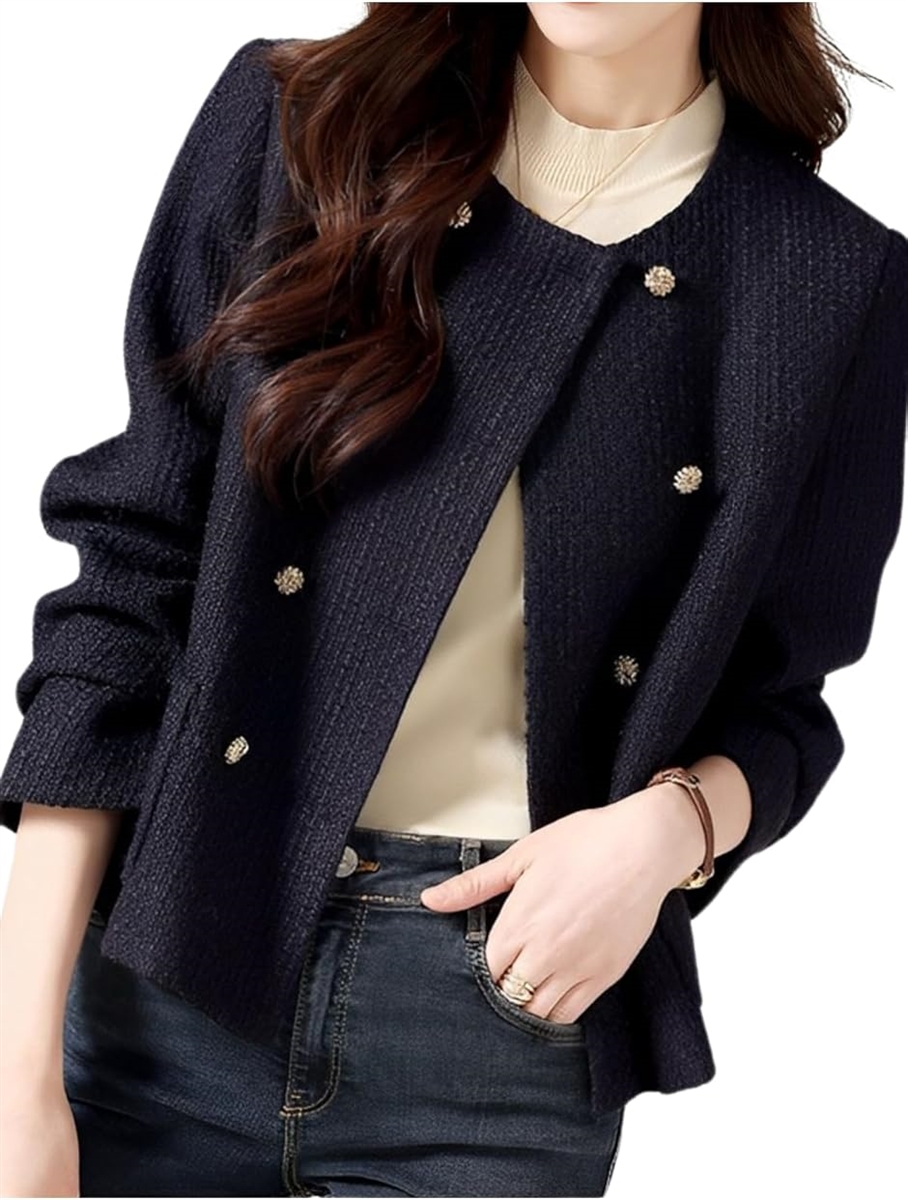 ノーカラージャケット アウター フォーマル ボレロ レディース(ネイビー,  M) | ブランド登録なし