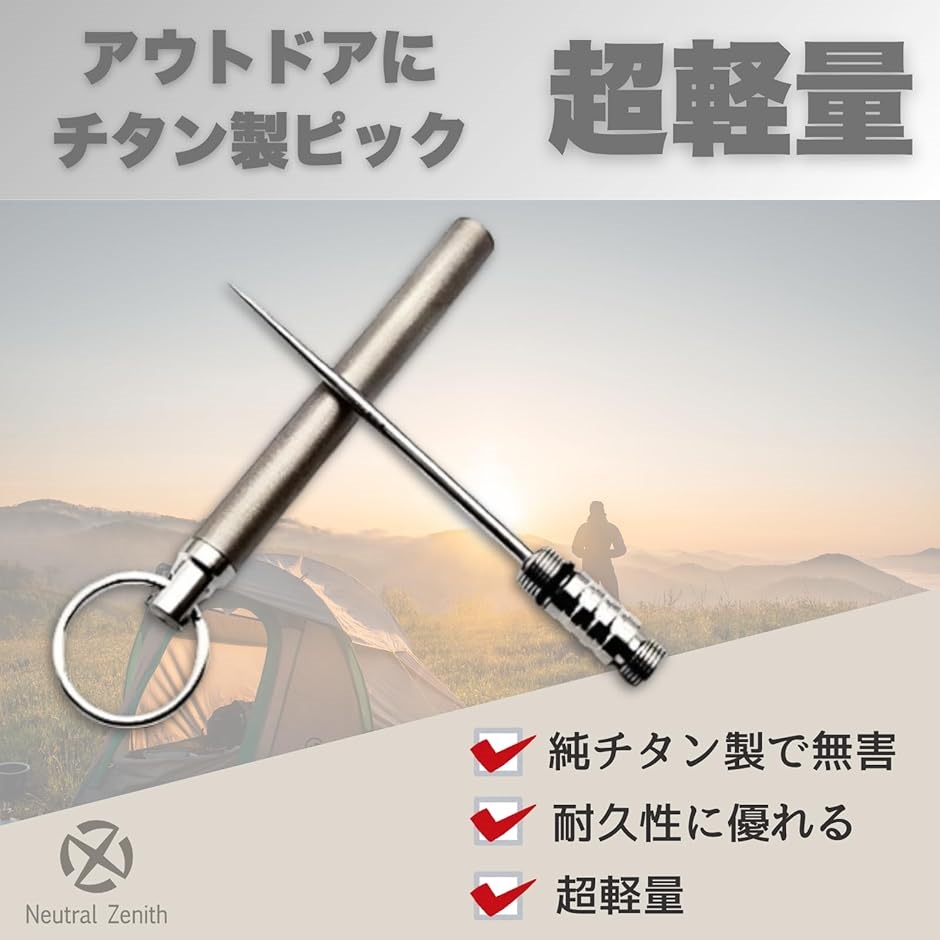 つまようじ 爪楊枝 チタン製 携帯用 軽量 防水 フルーツピック