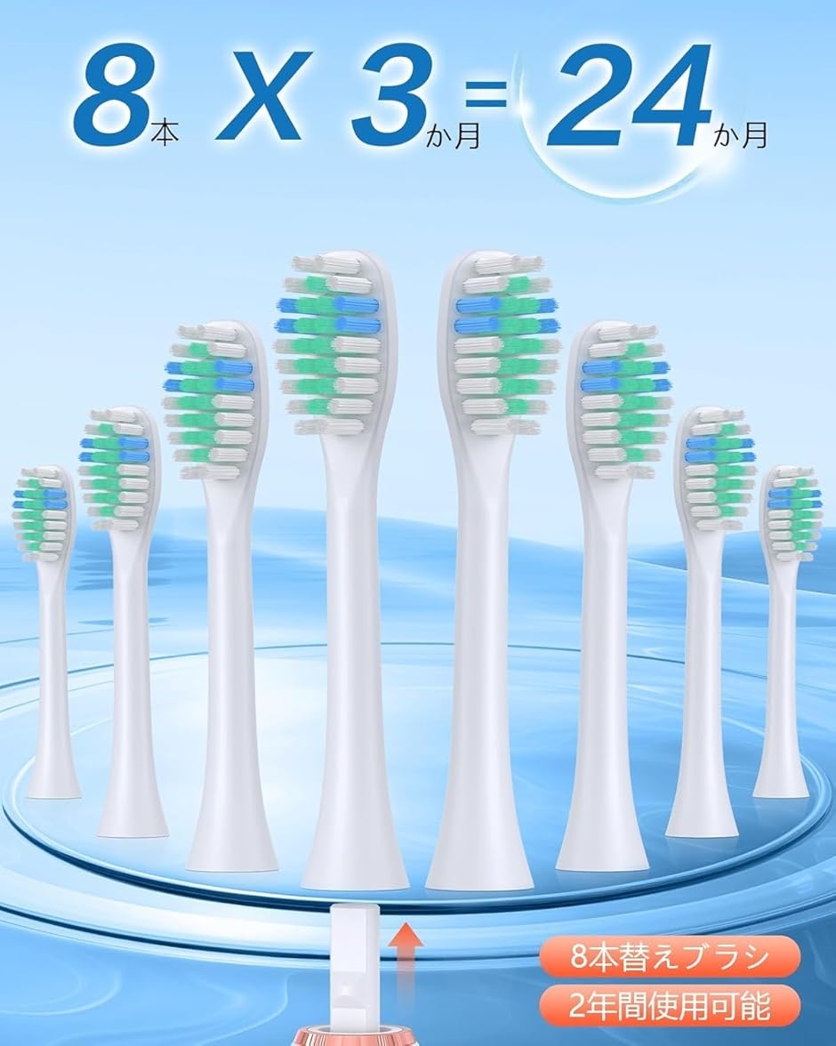 互換品】電動ハブラシ 音波式ブラシ 電動歯ブラシ横振り IPX7防水 6