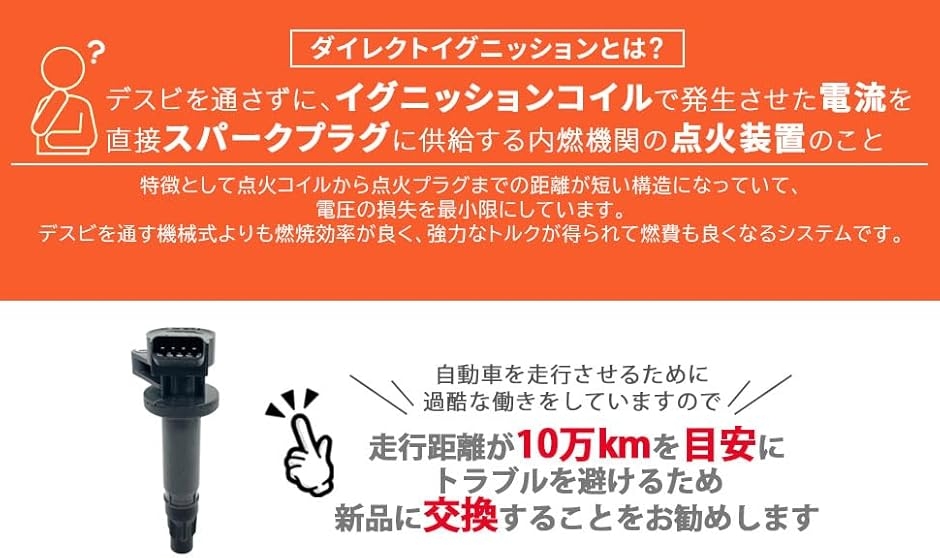 互換品】ダイハツ 車用 イグニッションコイル 4ピン 3本セット タント