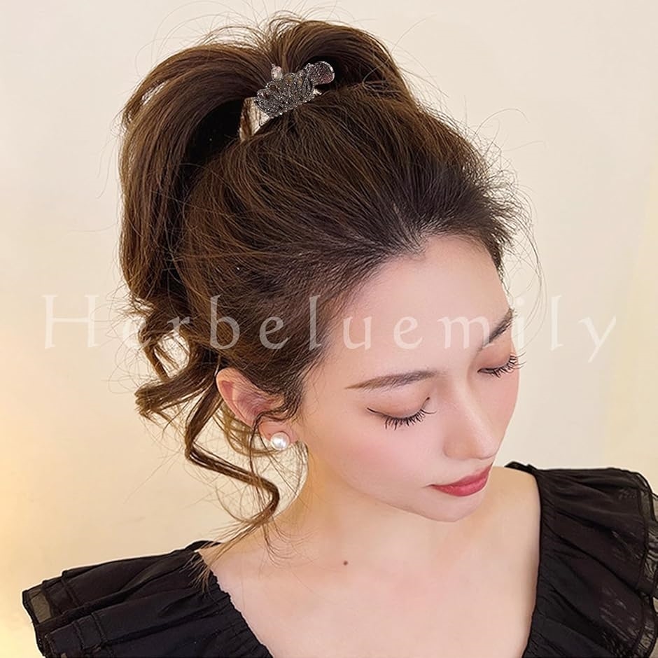 ヘアクロー クリップ ラインストーン ビジュー ポニーテールクリップ
