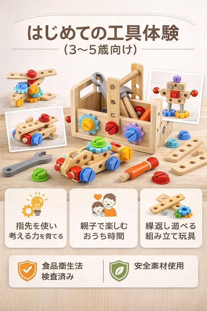 木製 工具セット 知育玩具 HomeLuxe 指先訓練 モンテッソーリ 組立