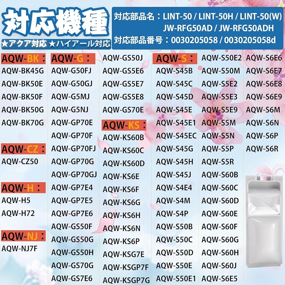 【互換品】 LINT-50 糸くずフィルター ...の詳細画像2