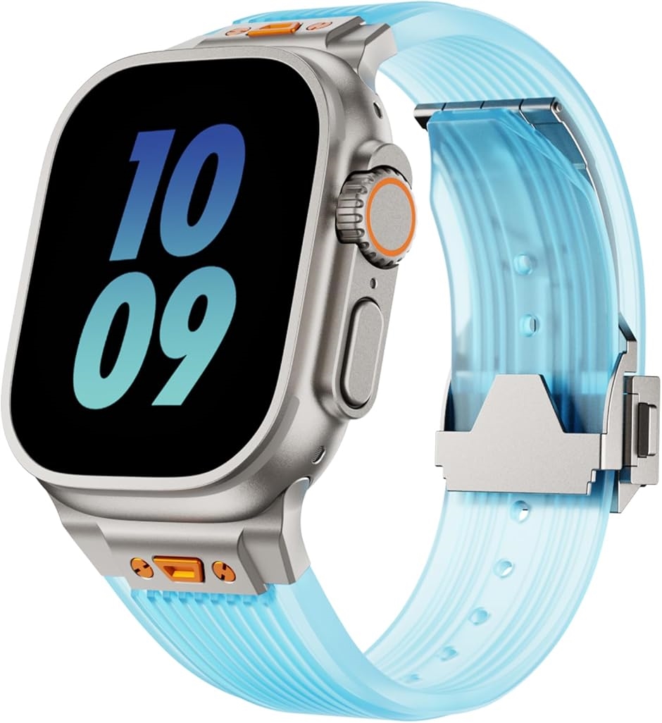 Apple watch �o���h Ultra 3 2 1 �Ή� 49mm Series 10 8 7 6 5(Clear Blue)