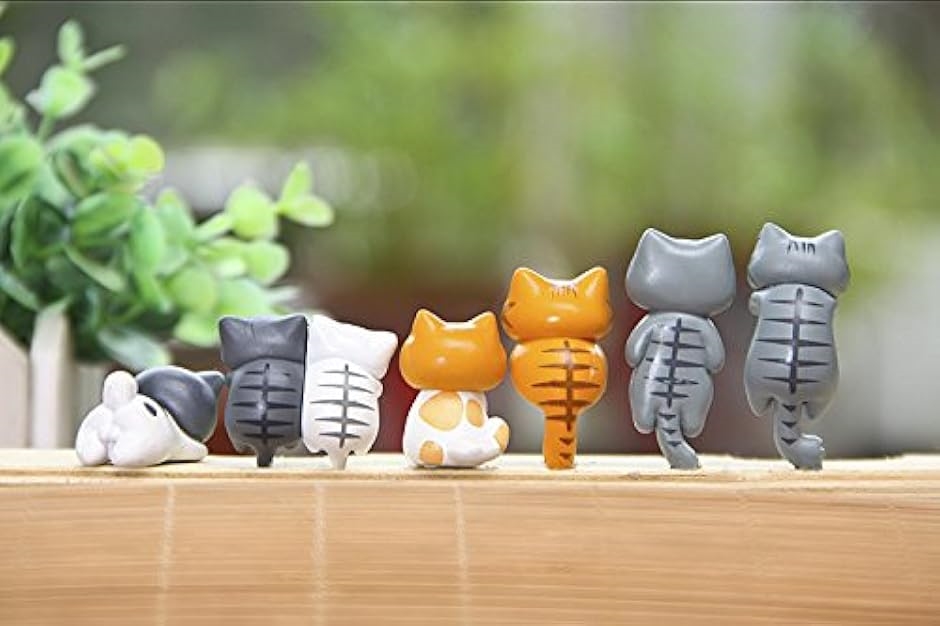 猫の置物 7匹セット 玄関インテリア 招き猫風 贈り物に最適(マルチ