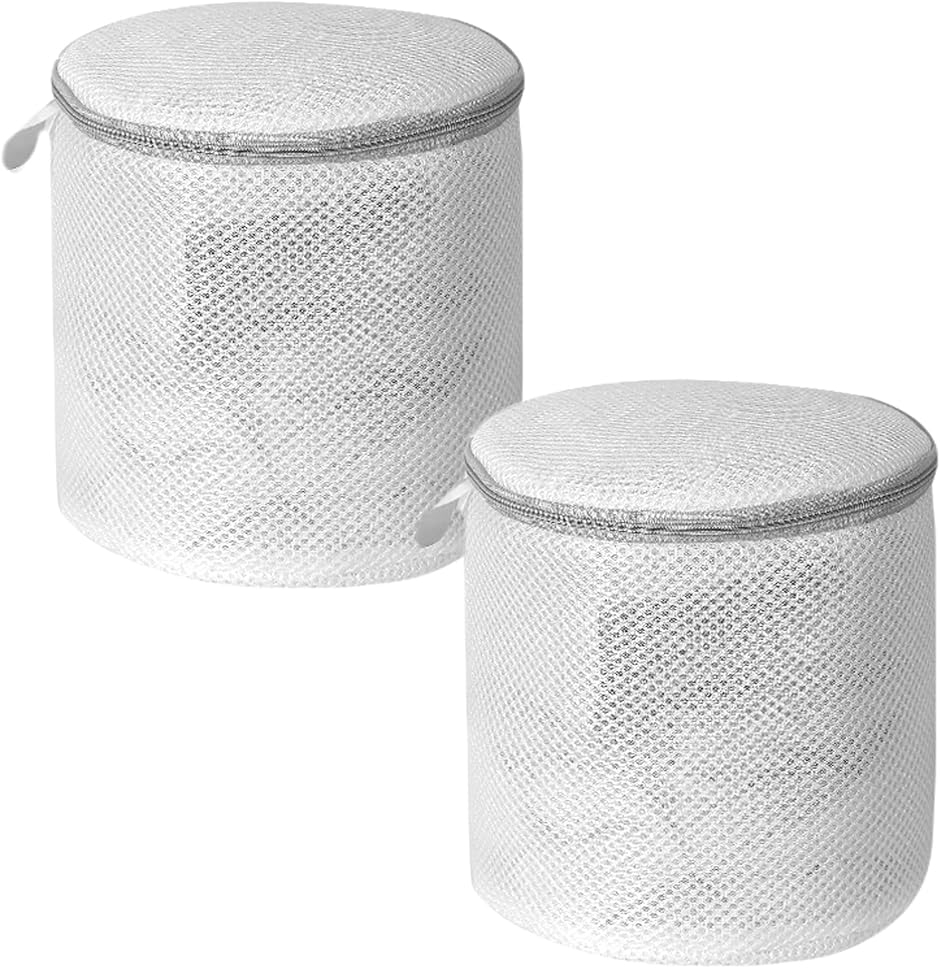 良品ラボ ランドリーネット 洗濯ネット(ホワイト,  円筒型ブラネット2枚セット)
