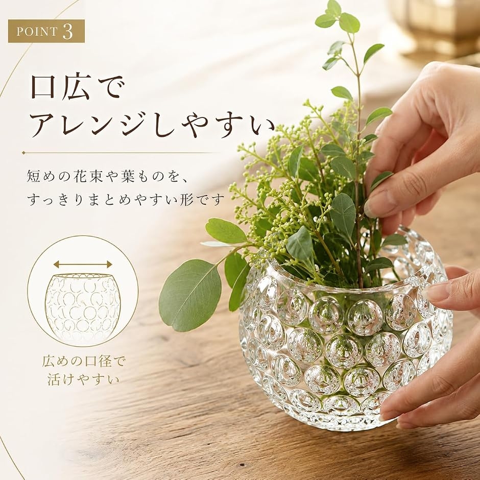 ガラス 花瓶 丸型 フラワーベース 花器 水耕...の詳細画像4
