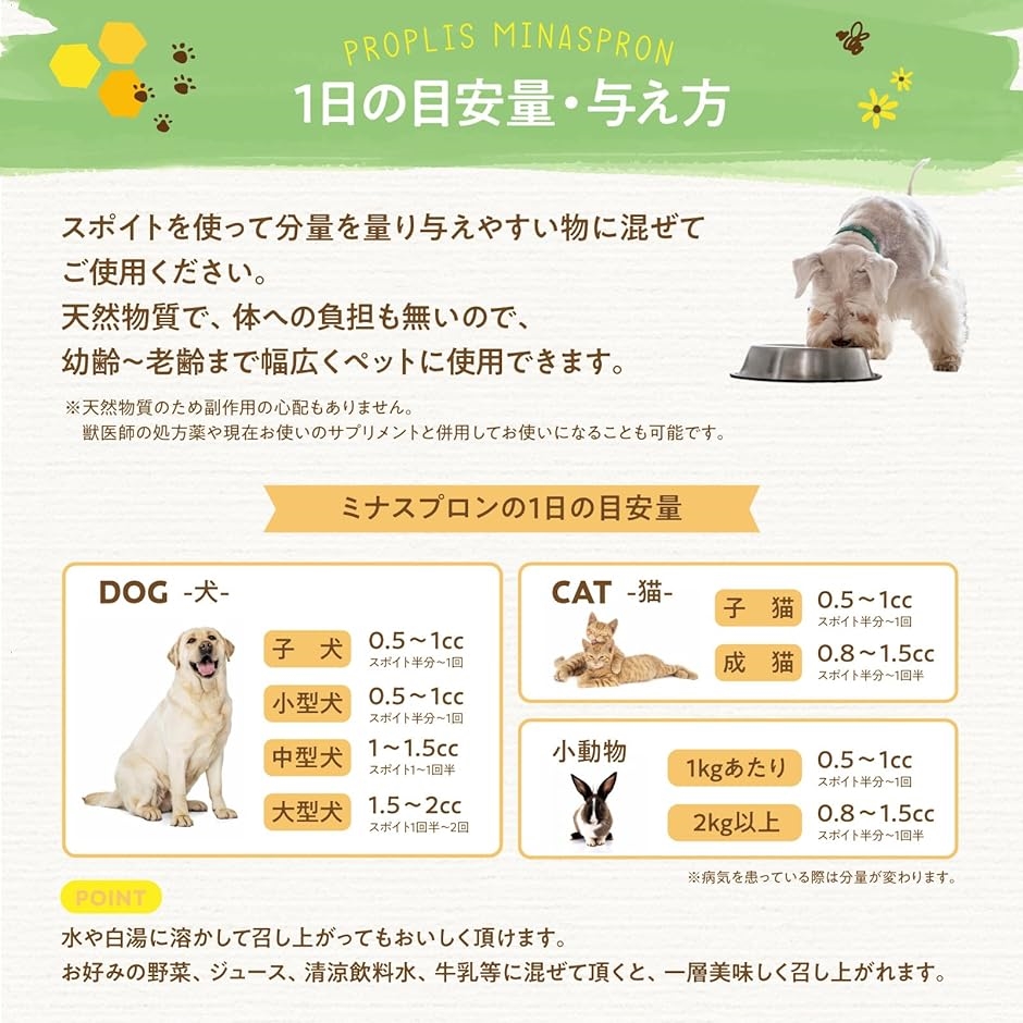 プロポリス スーパー for PETS ペット用 高濃度 サプリメント 猫 犬 ハムスター うさぎ 鳥 小動物( 30cc)｜horikku｜06