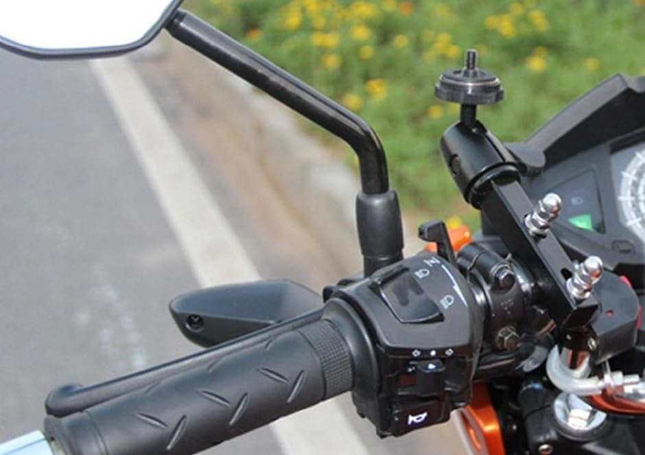 バイクカメラマウント カメラホルダー 自転車 ドライブレコーダーやナビの車載固定にも使えます ハンドルブラケット( がっちり固定)｜horikku｜08