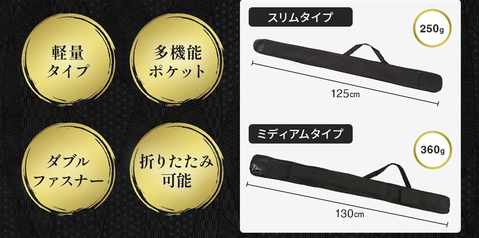 【Yahoo!ランキング1位入賞】剣道 竹刀 木刀 2本 収納バッグ 125cm 肩掛け ケース 黒( ブラック, スリムタイプ)