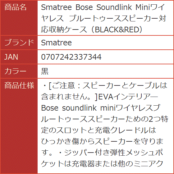 Bose Soundlink Miniワイヤレス ブルートゥーススピーカー対応収納ケース BLACK＆RED( 黒)｜horikku｜07