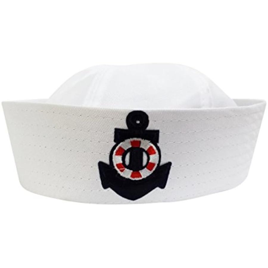 白い セーラー帽 水兵 帽子 海軍 ハット くじらピンバッジ付き なりきり2点セット S208 タイプB( タイプB　大人用58cm)｜horikku｜02