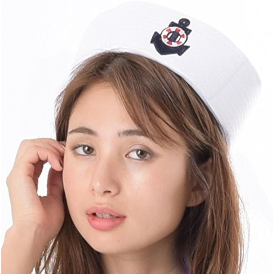 白い セーラー帽 水兵 帽子 海軍 ハット くじらピンバッジ付き なりきり2点セット S208 タイプB( タイプB　大人用58cm)｜horikku｜10