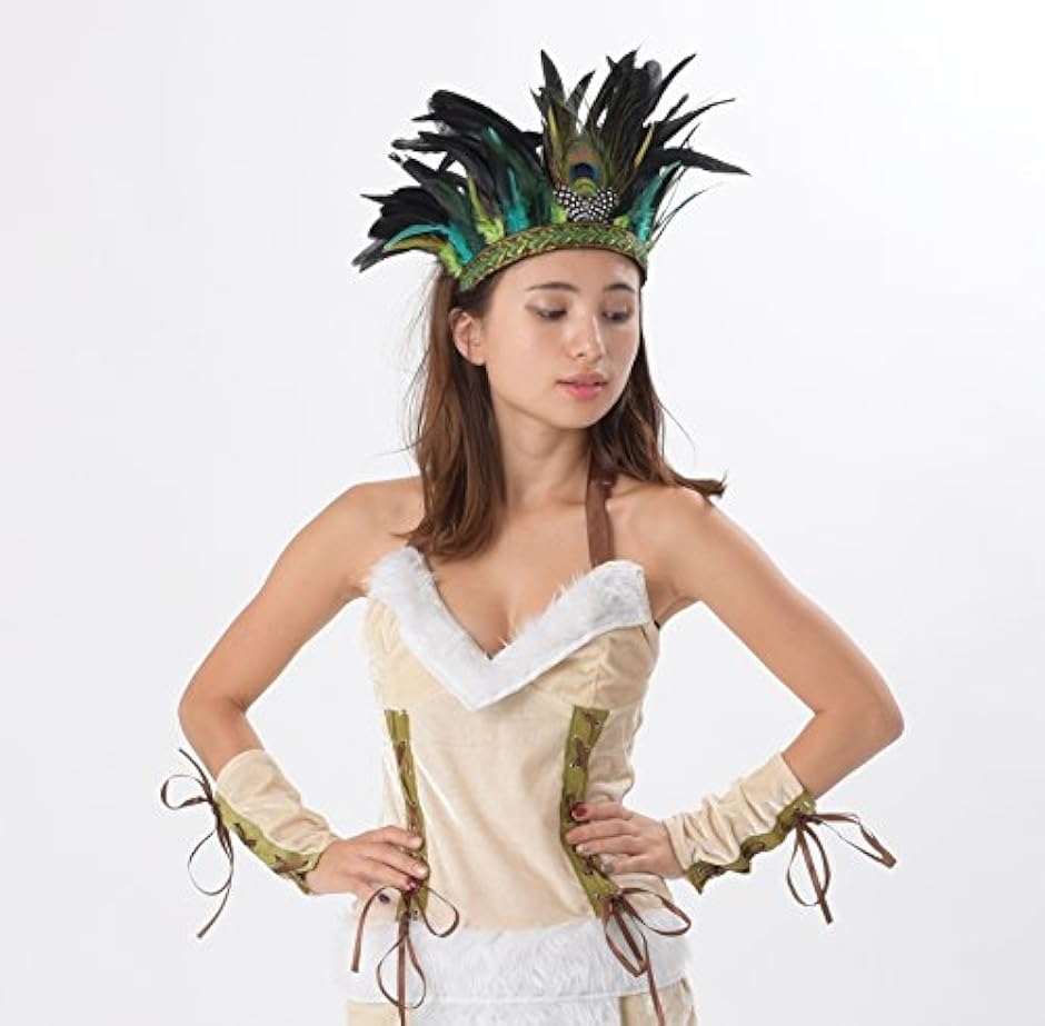 本格 高級 インディアン 羽根飾り ヘッドドレス 大羽根 タイプ 2点