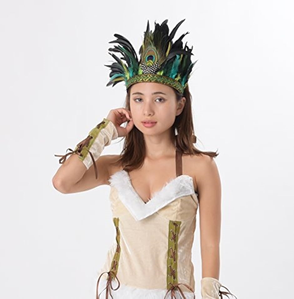 本格 高級 インディアン 羽根飾り ヘッドドレス 大羽根 タイプ 2点