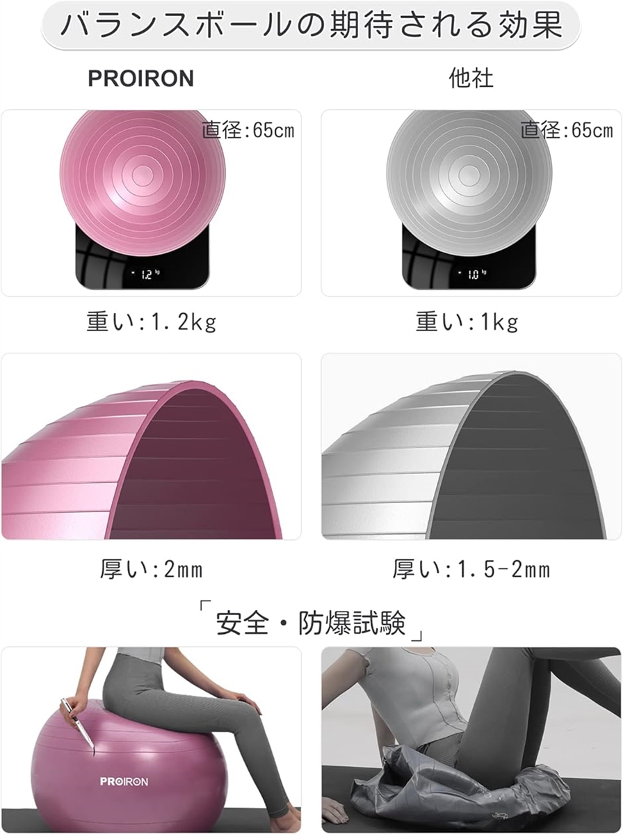 バランスボール 75cm ハンドポンプ付き MDM(レッド,  75cm/ L) | ブランド登録なし | 03