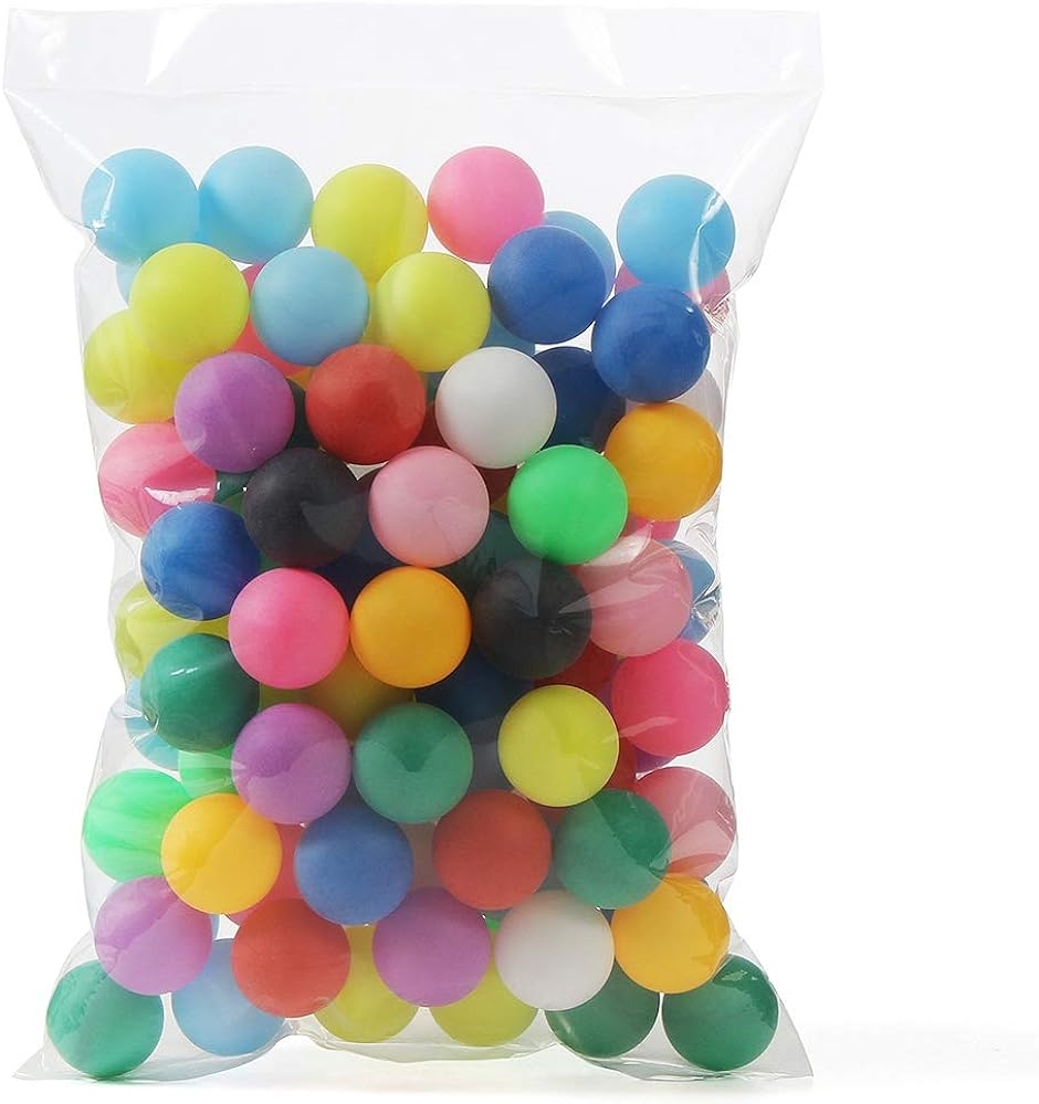 ピンポン玉 娯楽用 卓球ボール 収納袋付き プラスチック 無地 カラフル 50個( 07 カラフル ｘ 50個,  40mm)