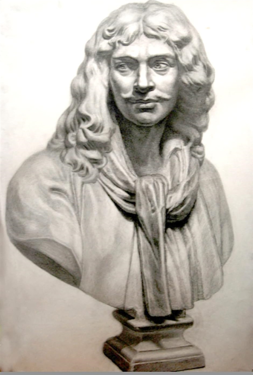 自宅が美術館 石膏風人物像 15cm モリエール : スピード発送 ホリック