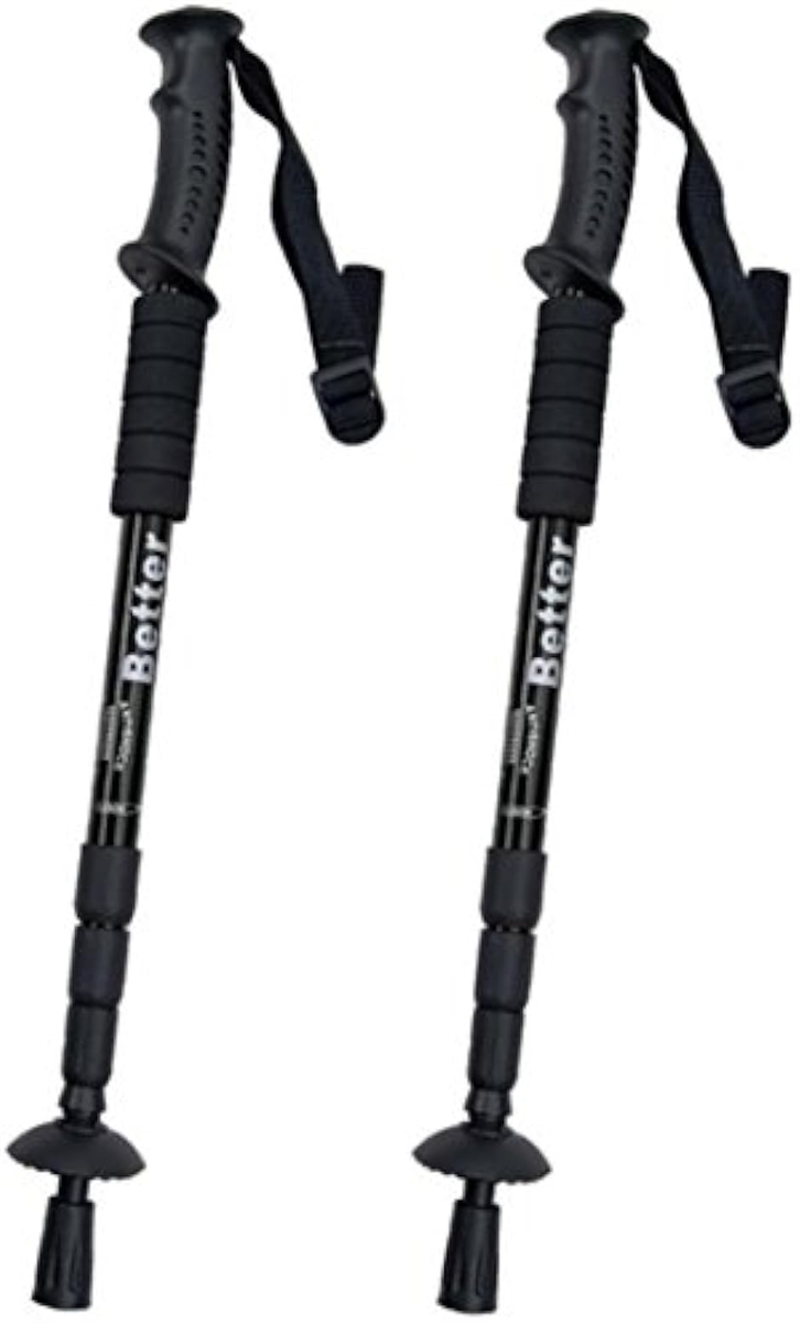 トレッキング ポール ストック ステッキ 杖 2本 セット 伸縮 軽量 アルミ 収納 便利 登山 ウォーキング ハイキング( 黒)