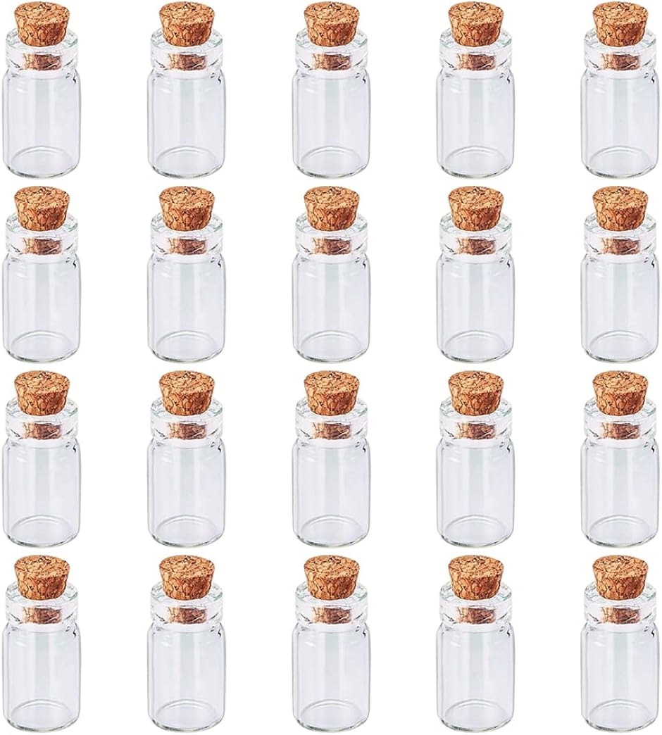 20本セット コルク付き ガラス ミニチュア ボトル 瓶 ビン ビーズ アクセサリー パーツ アクセサリーパーツ MDM( 18x10mm)