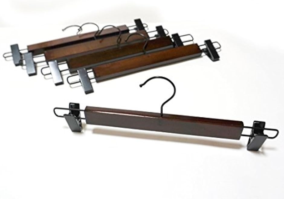 天然木製 ズボン用 スカート ボトム ハンガー 5本セット パンツハンガー レトロ ブラウン 32cm(32cm)