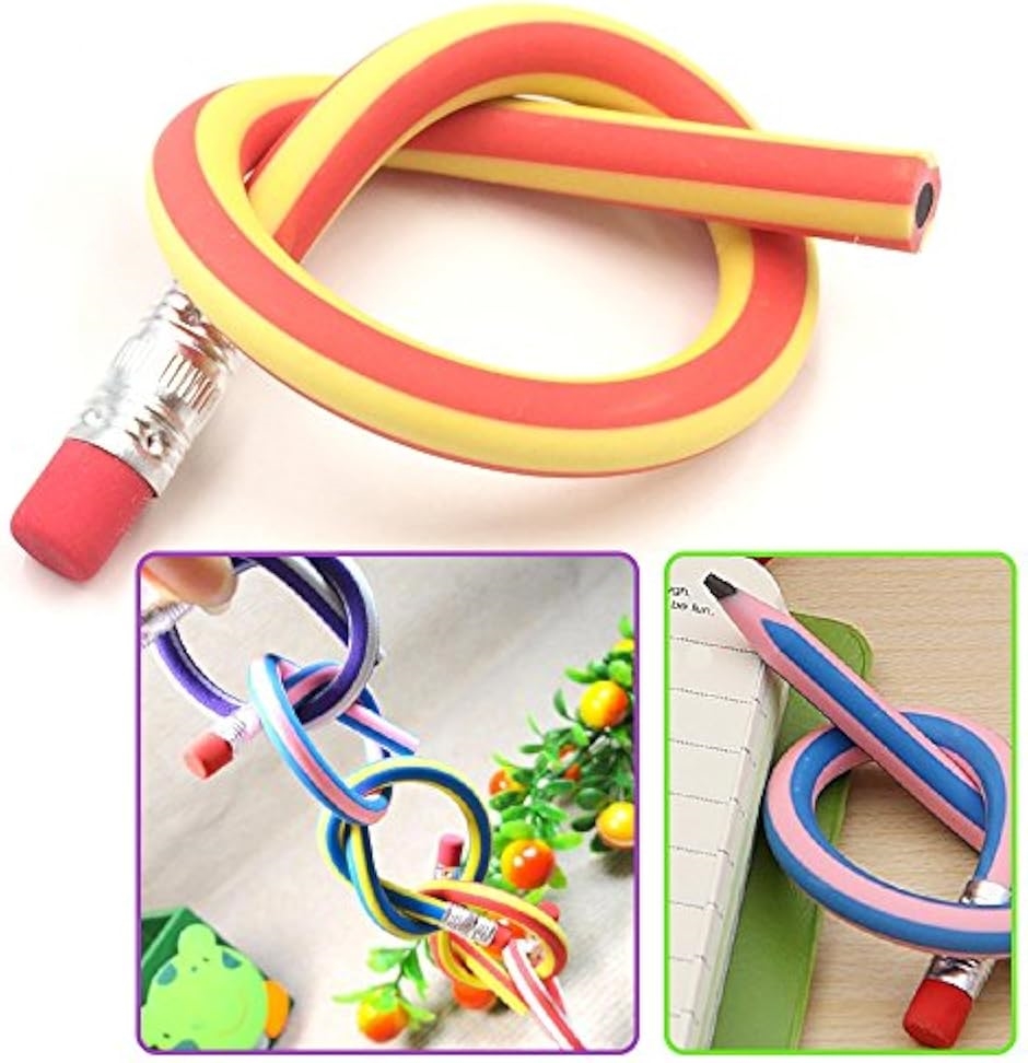 曲がる 鉛筆 芯が折れない おもしろ 文房具 えんぴつ ストライプ