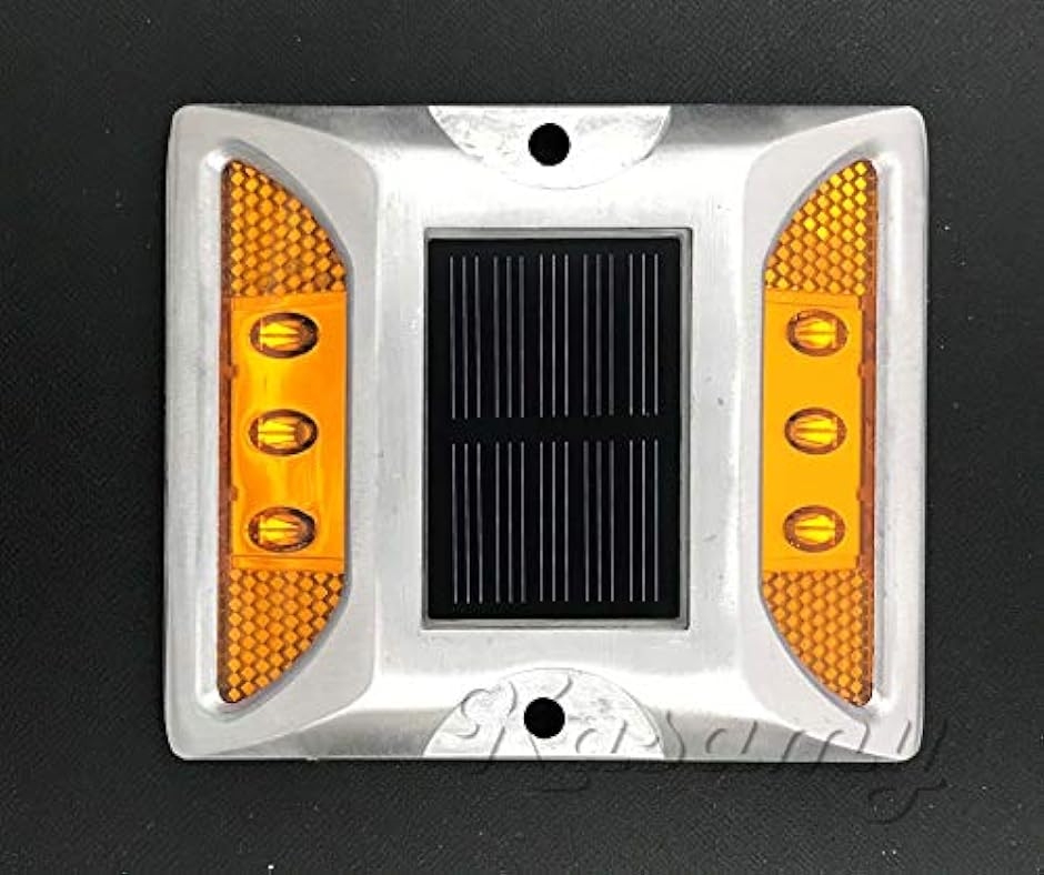 6 LED 道路 鋲 路肩 標 誘導 灯 ソーラー 充電 式 セット 黄 点滅 2個 +( 32. 6LED 黄 2個 ビス セット)｜horikku｜06