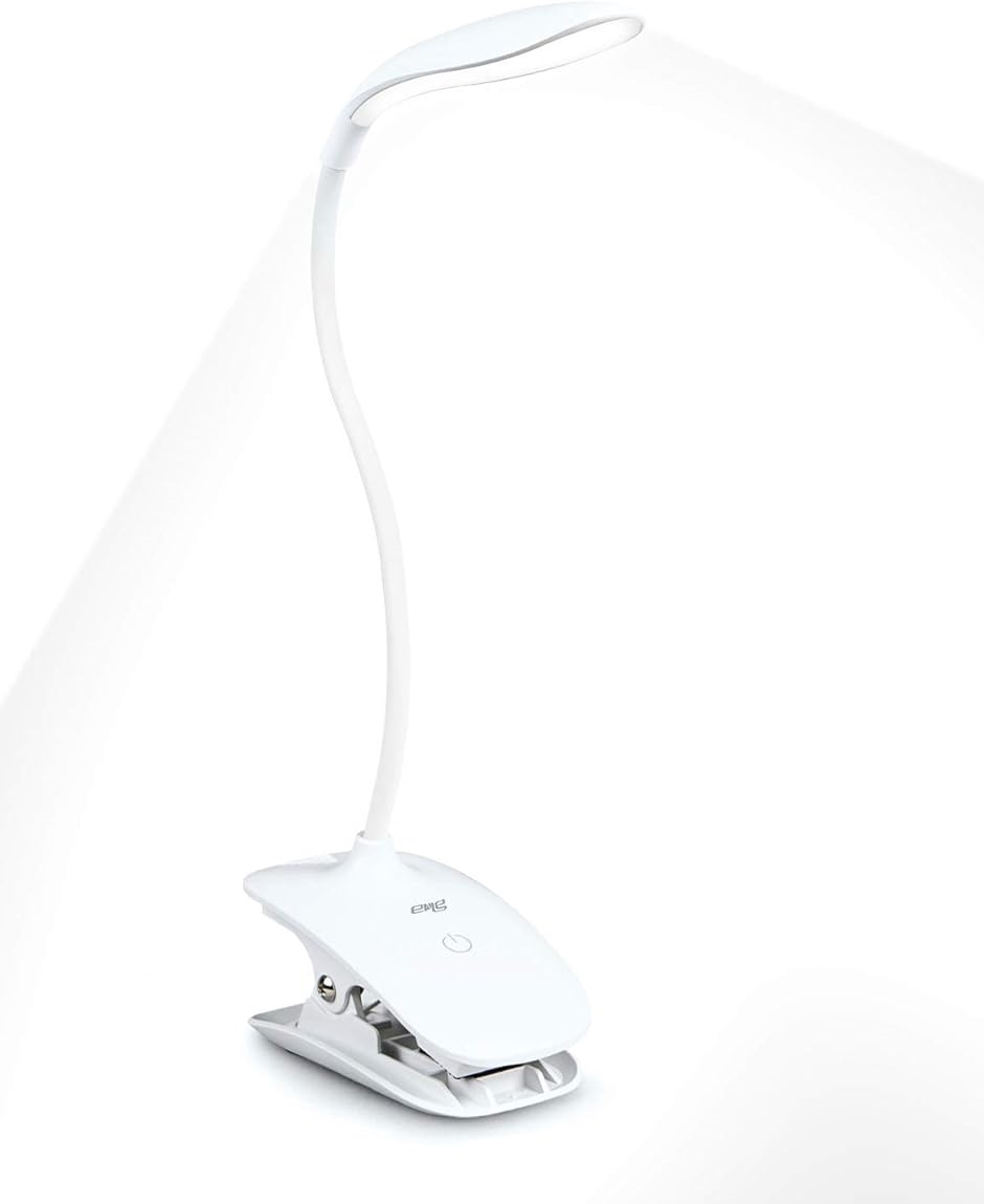 クリップライト コードレス LEDブックライト デスクスタンド 2021年モデル 360度回転 タッチ式三段階調光 MDM( 昼白色)