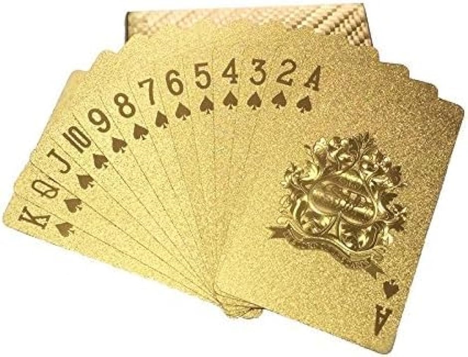 トランプ プラスチック ゴージャス カードゲーム 両面 折れにくい 防水 マジック 専用箱ケース 黄金/ゴールド( 黄金 / ゴールド)｜horikku